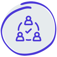 Team icon with checkmark in the center